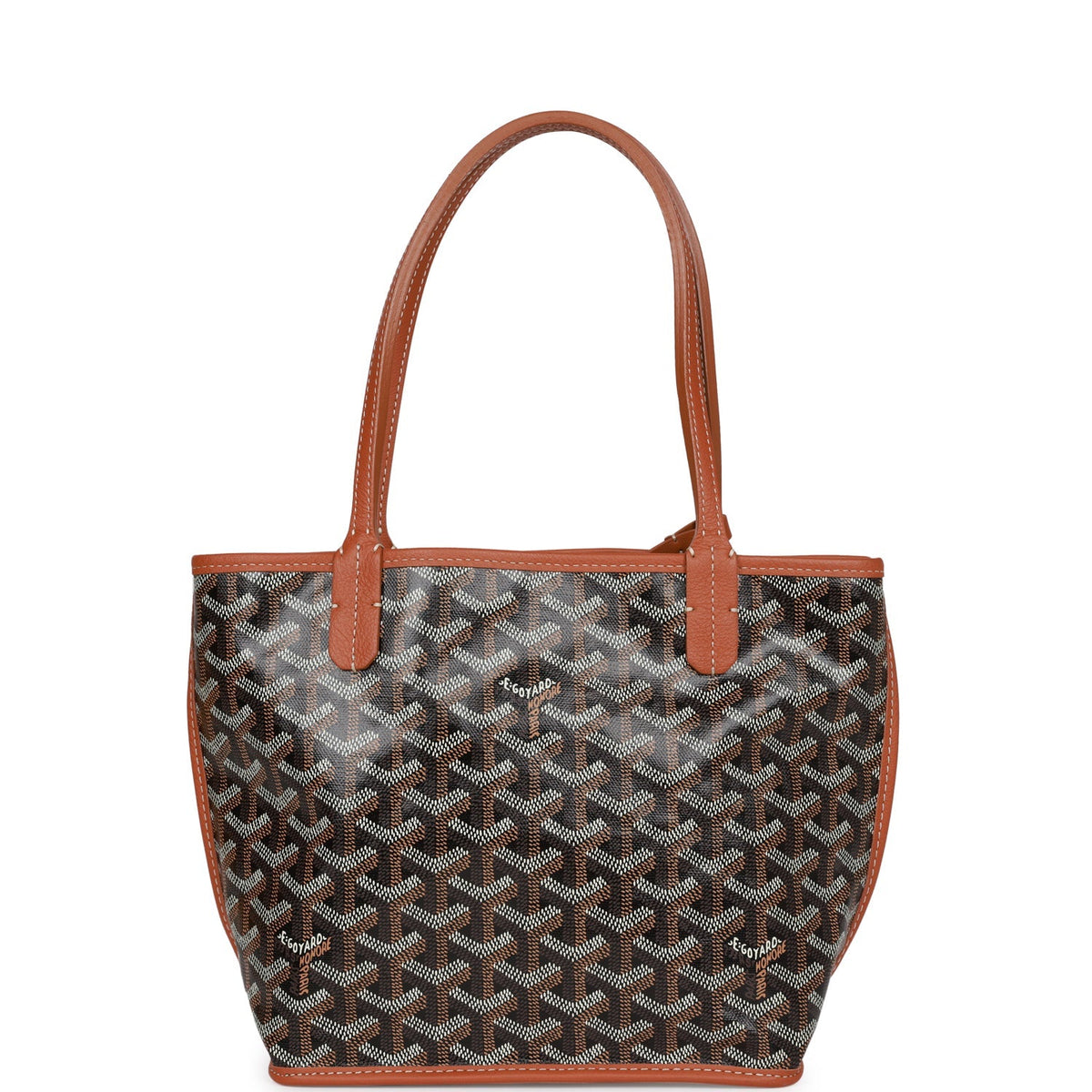 Goyard Goyardine Black Anjou Mini Tote Bag Palladium Hardware