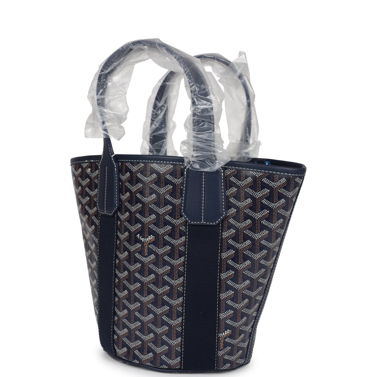 Goyard Goyardine Belharra PM Navy Blue Tote Palladium Hardware