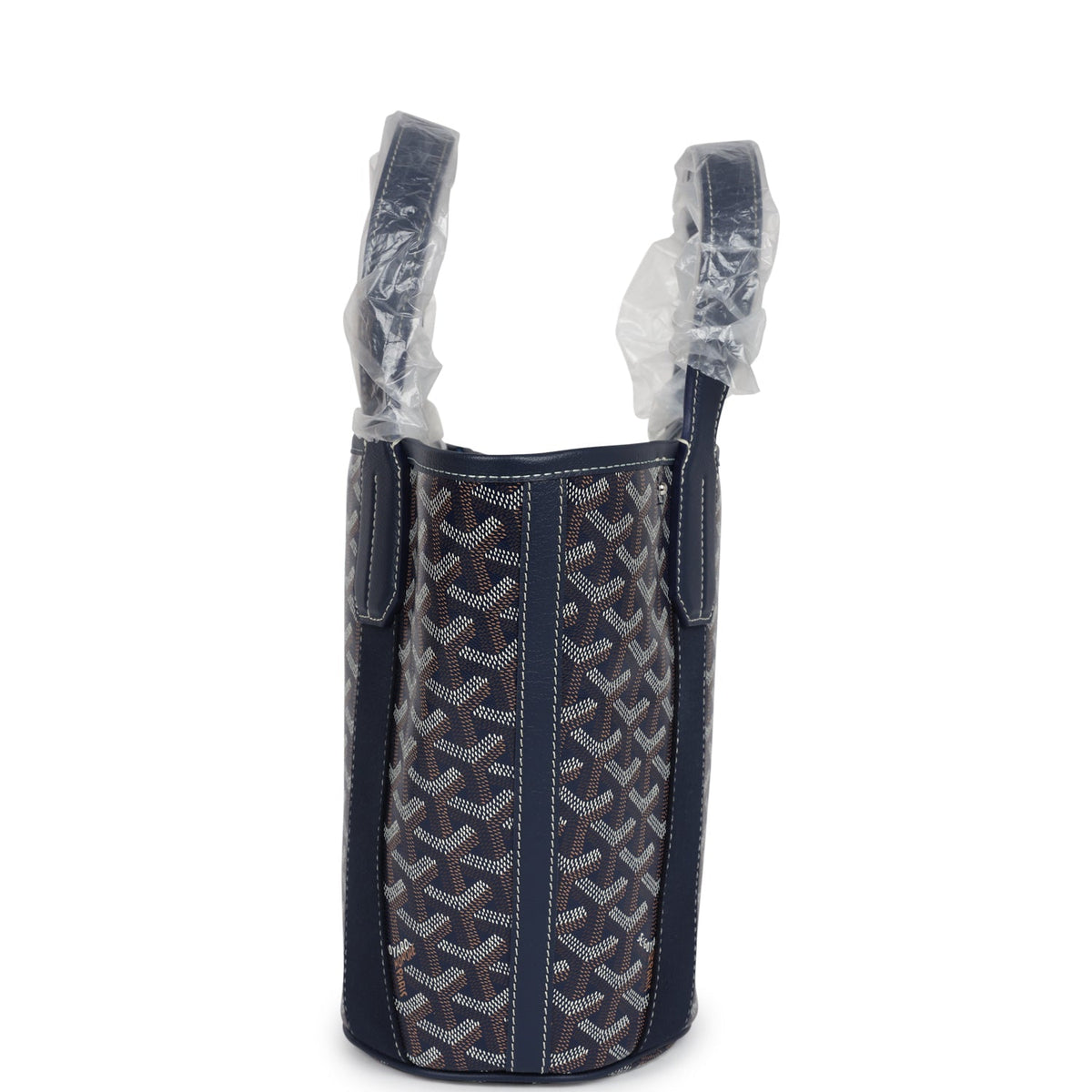 Goyard Goyardine Belharra PM Navy Blue Tote Palladium Hardware