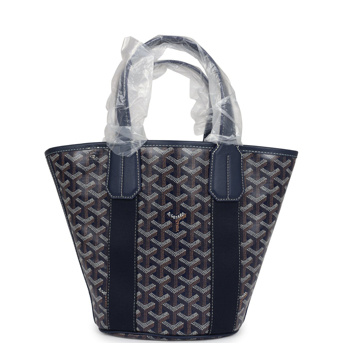 Goyard Goyardine Belharra PM Navy Blue Tote Palladium Hardware