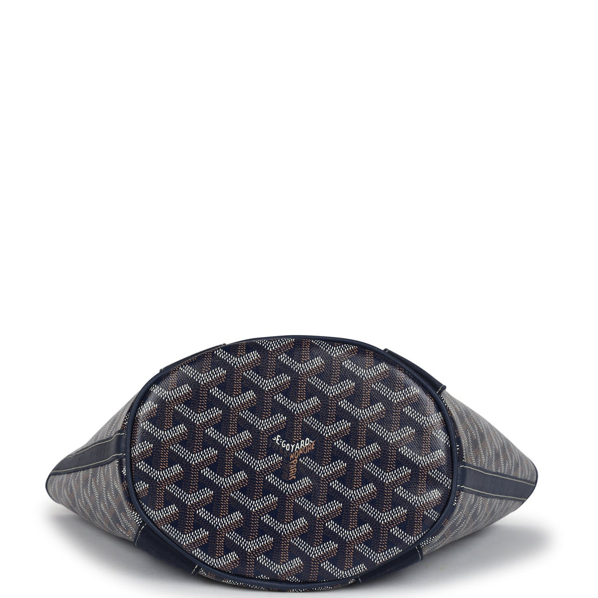 Goyard Goyardine Belharra PM Navy Blue Tote Palladium Hardware