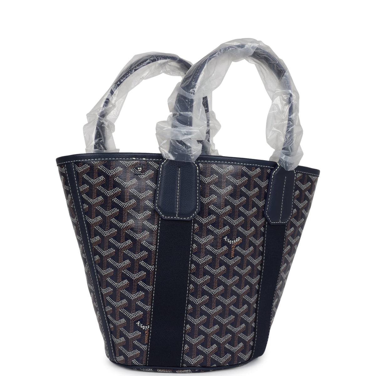 Goyard Goyardine Belharra PM Navy Blue Tote Palladium Hardware