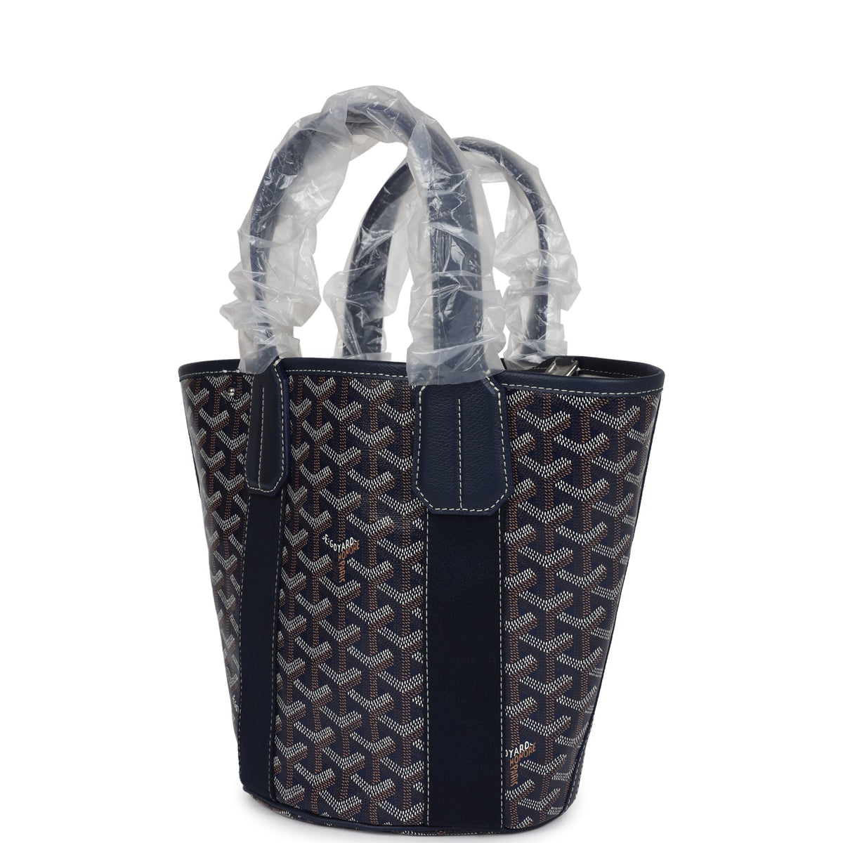 Goyard Goyardine Belharra PM Navy Blue Tote Palladium Hardware
