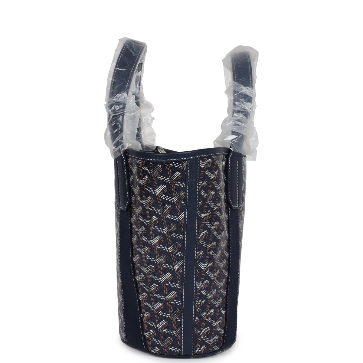 Goyard Goyardine Belharra PM Navy Blue Tote Palladium Hardware