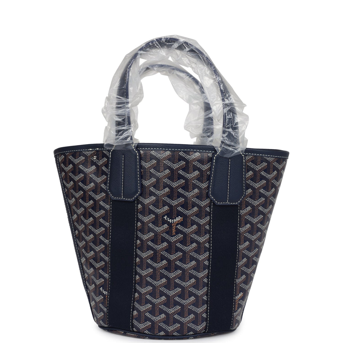 Goyard Goyardine Belharra PM Navy Blue Tote Palladium Hardware