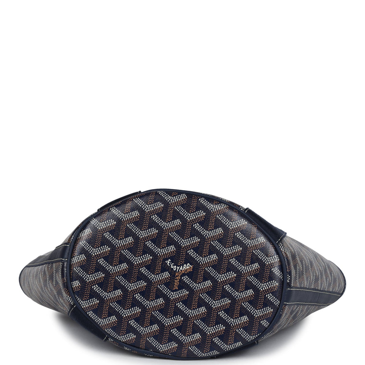 Goyard Goyardine Belharra PM Navy Blue Tote Palladium Hardware