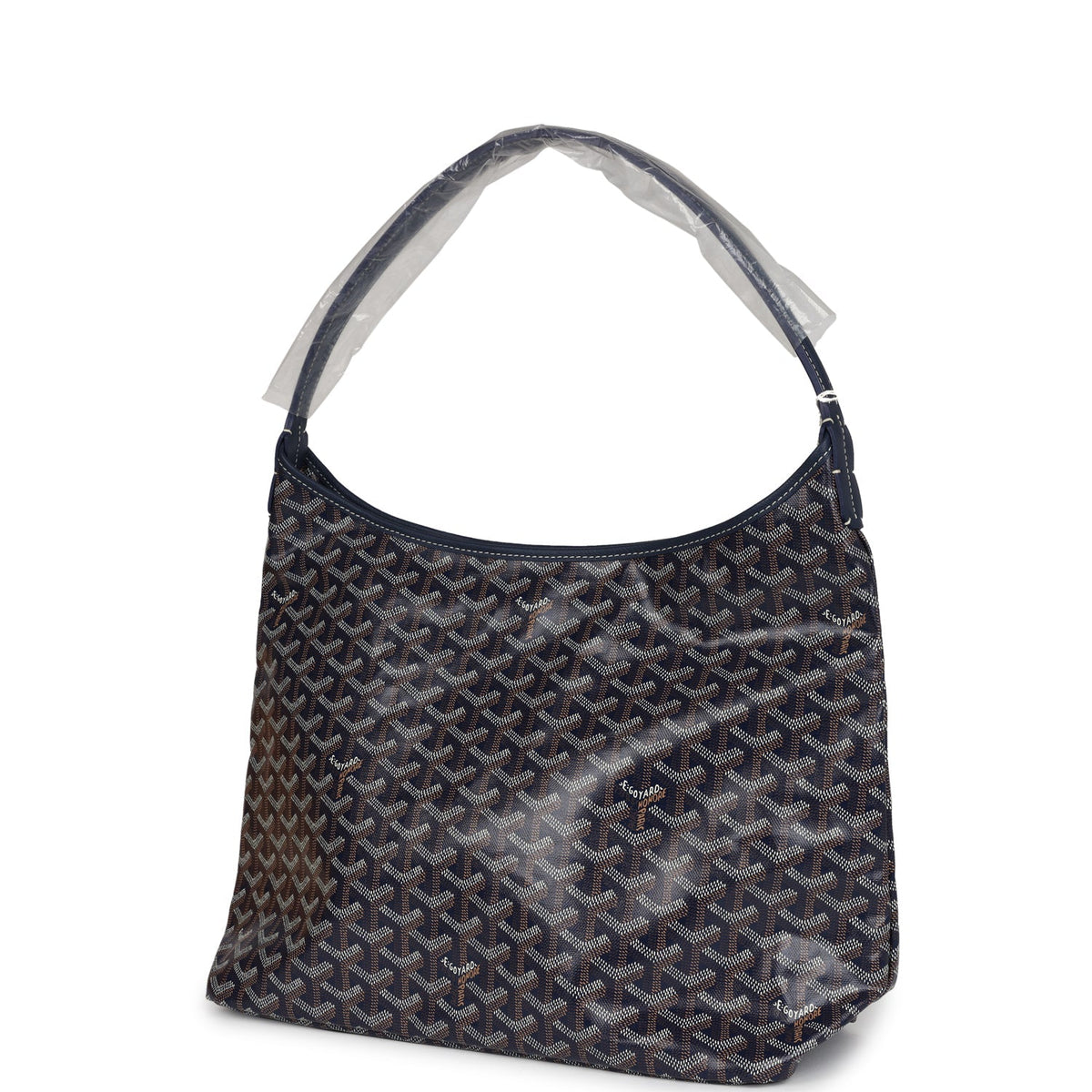 Goyard Goyardine Navy Blue Boheme Hobo Bag Palladium Hardware
