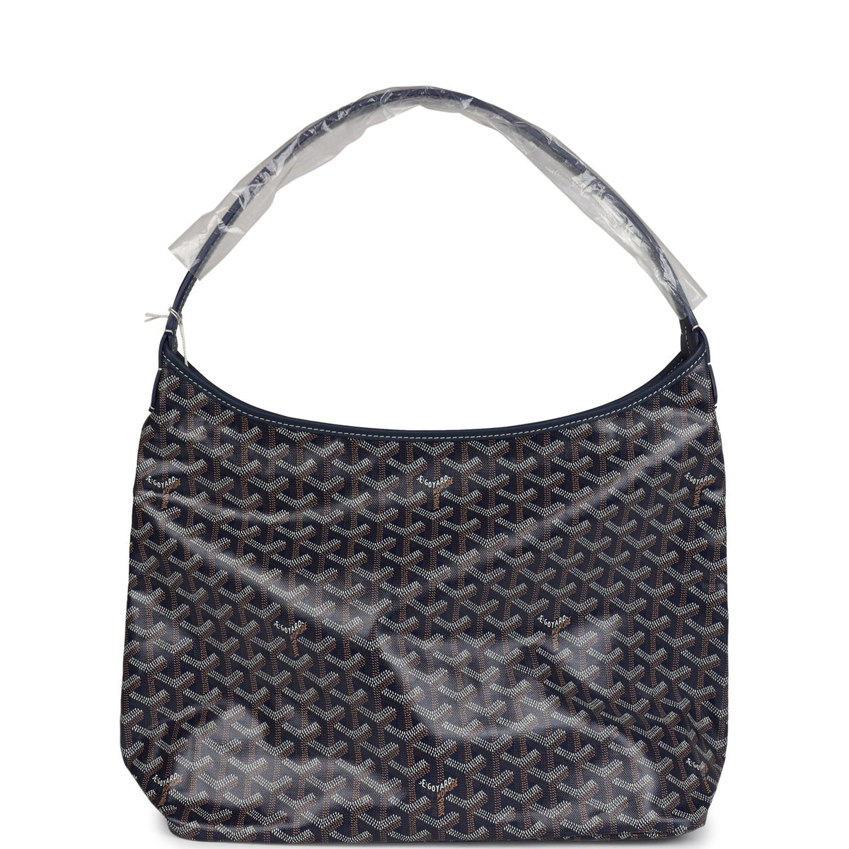 Goyard Goyardine Navy Blue Boheme Hobo Bag Palladium Hardware