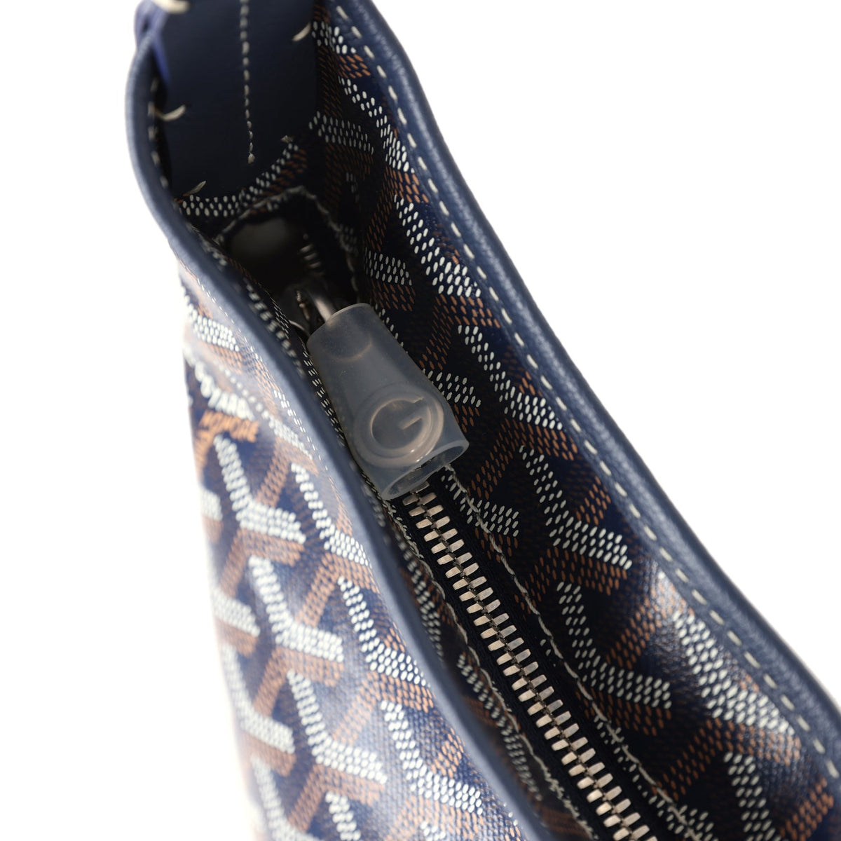 Goyard Goyardine Navy Blue Boheme Hobo Bag Palladium Hardware