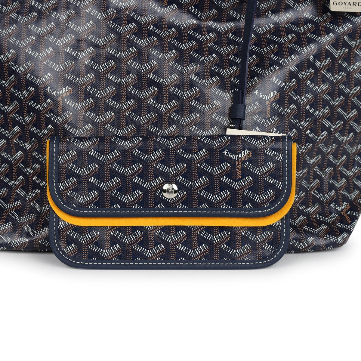 Goyard Goyardine Navy Blue Boheme Hobo Bag Palladium Hardware