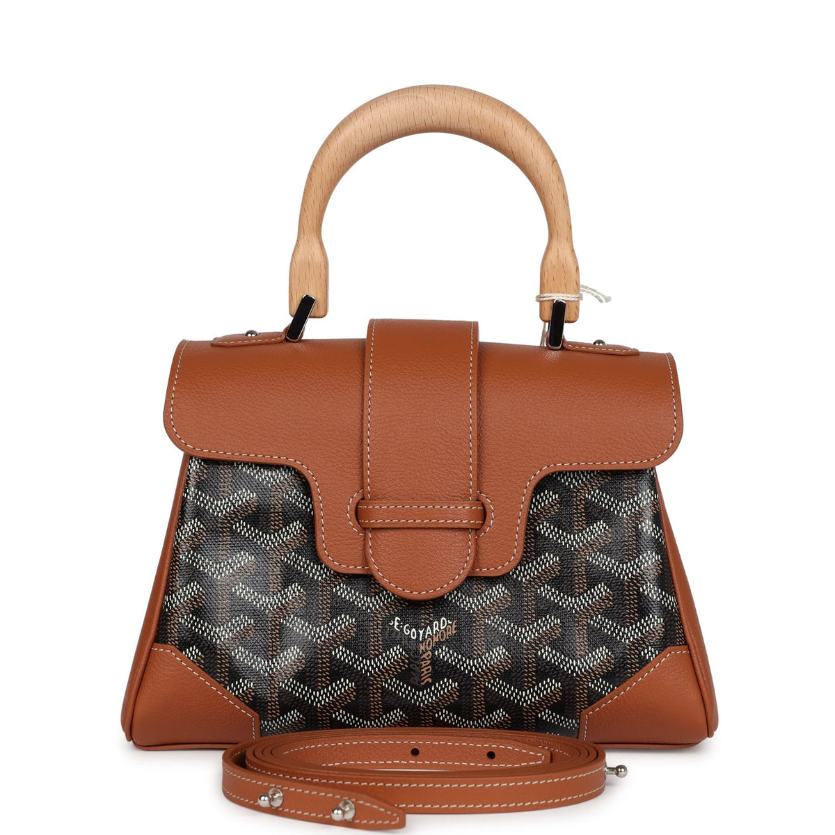 Goyard Saigon Souple Mini Bag Black, Brown Goyardine Canvas Palladium Hardware