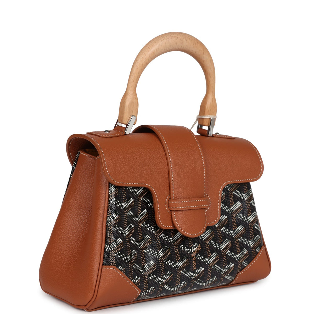 Goyard Saigon Souple Mini Bag Black, Brown Goyardine Canvas Palladium Hardware