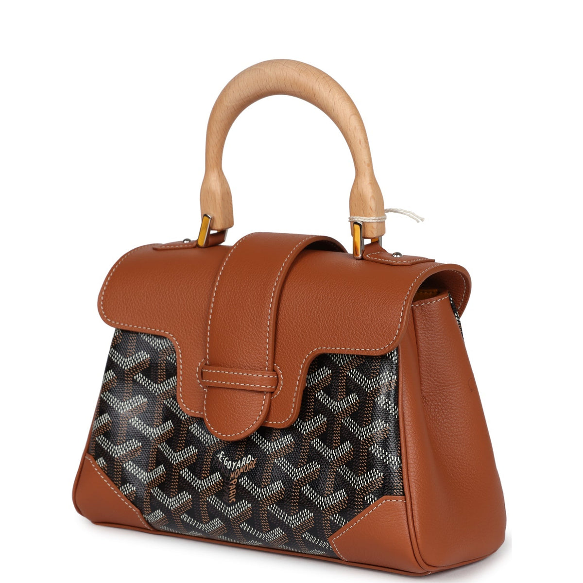 Goyard Saigon Souple Mini Bag Black, Brown Goyardine Canvas Palladium Hardware