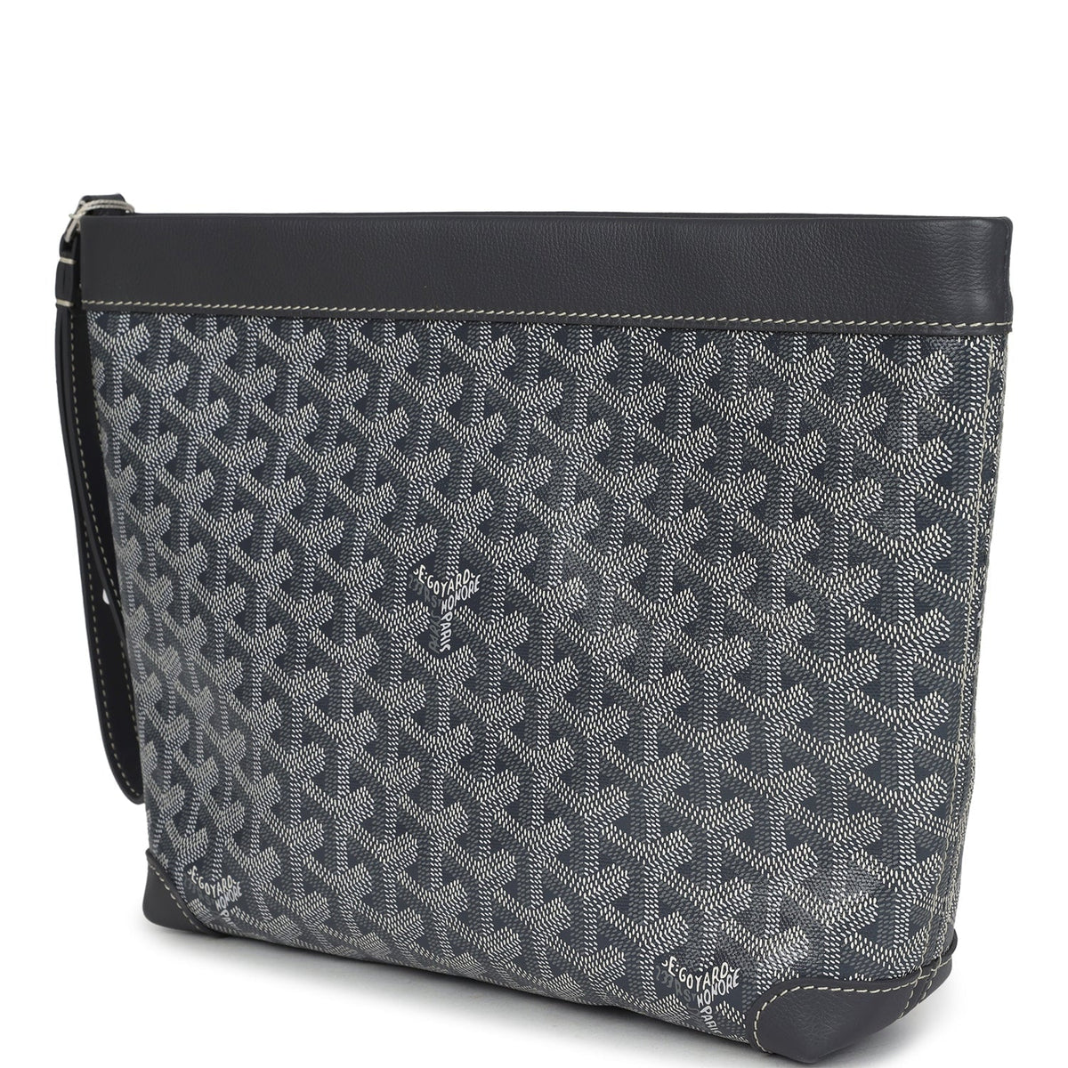 Goyard Goyardine Canvas Grey Conti Pouch Palladium Hardware