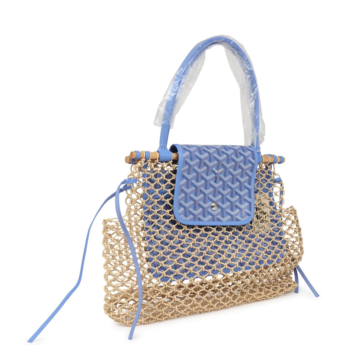 Goyard Goyardine Canvas Iris Aligre Bag Raffia Net Palladium Hardware