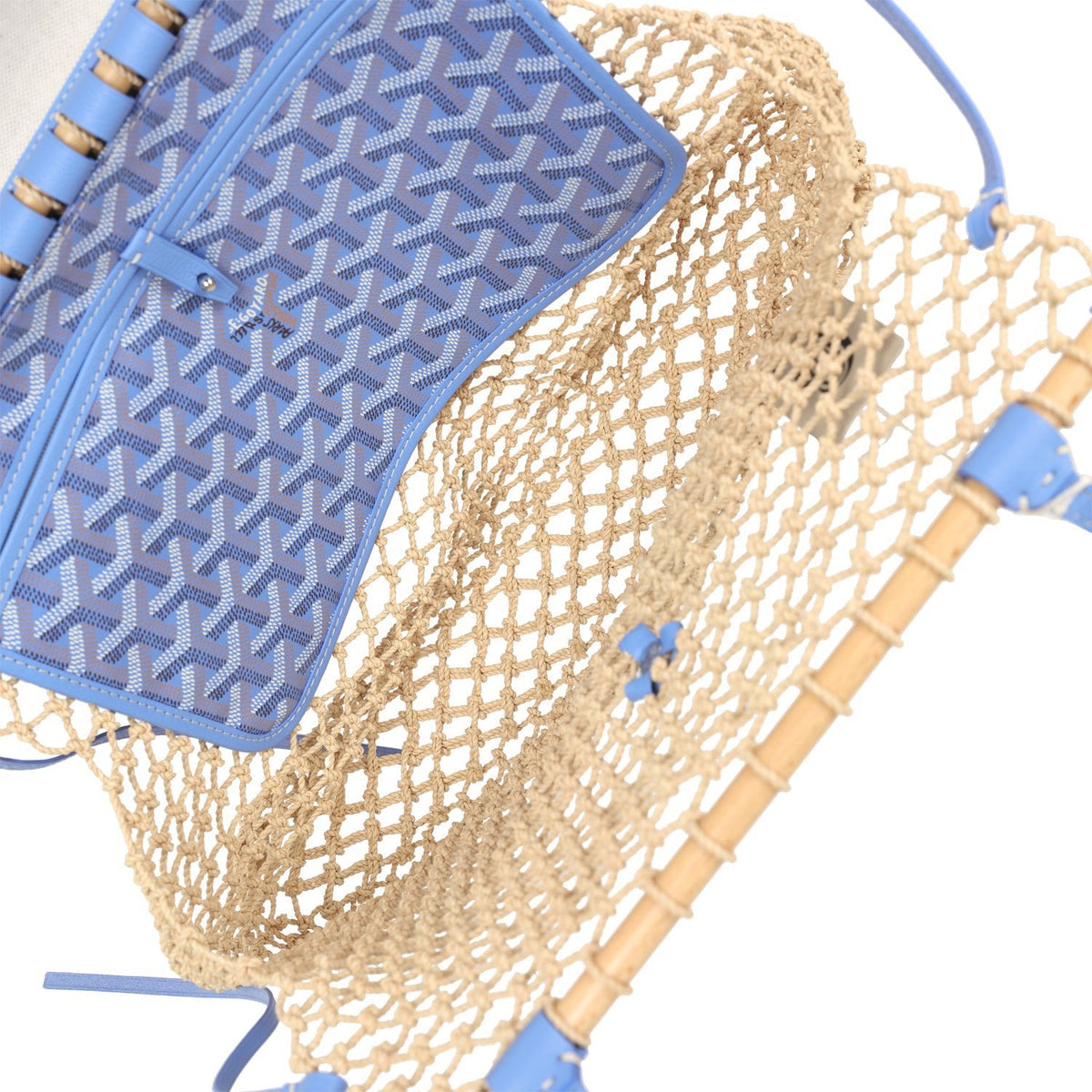 Goyard Goyardine Canvas Iris Aligre Bag Raffia Net Palladium Hardware