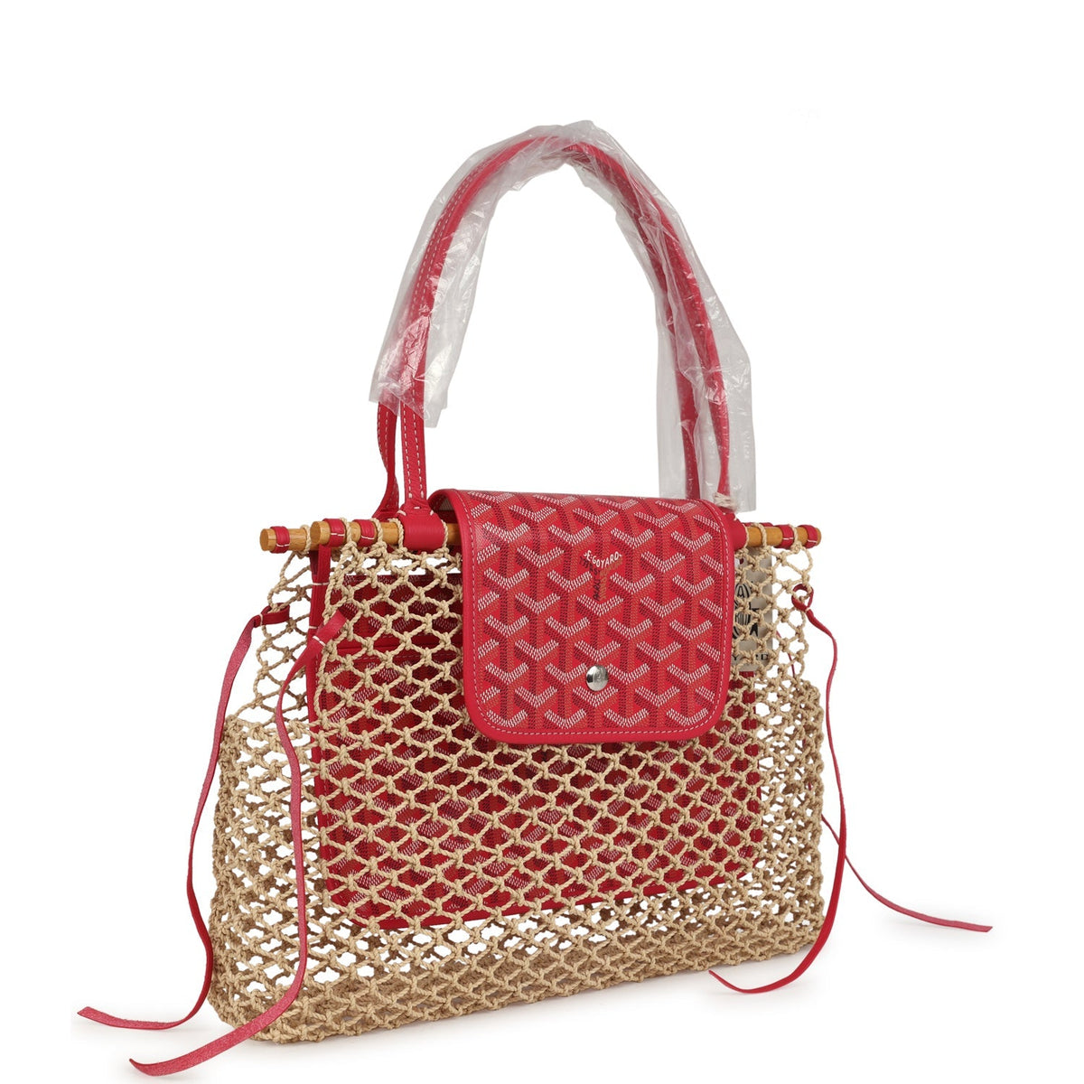 Goyard Goyardine Canvas Fuchsia Aligre Bag Raffia Net Palladium Hardware