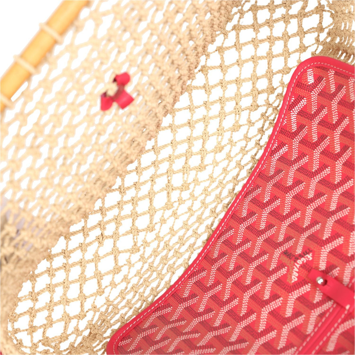 Goyard Goyardine Canvas Fuchsia Aligre Bag Raffia Net Palladium Hardware