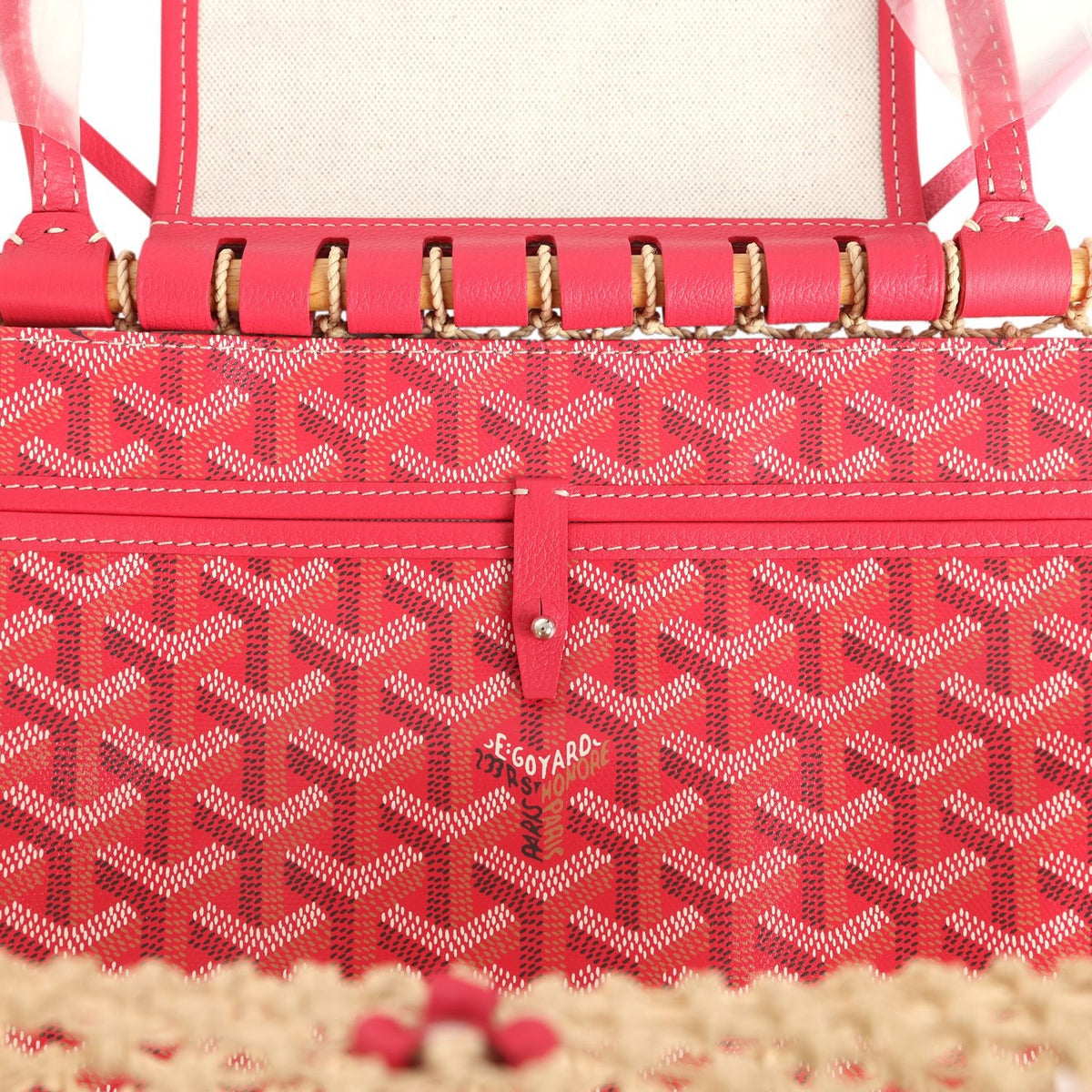 Goyard Goyardine Canvas Fuchsia Aligre Bag Raffia Net Palladium Hardware