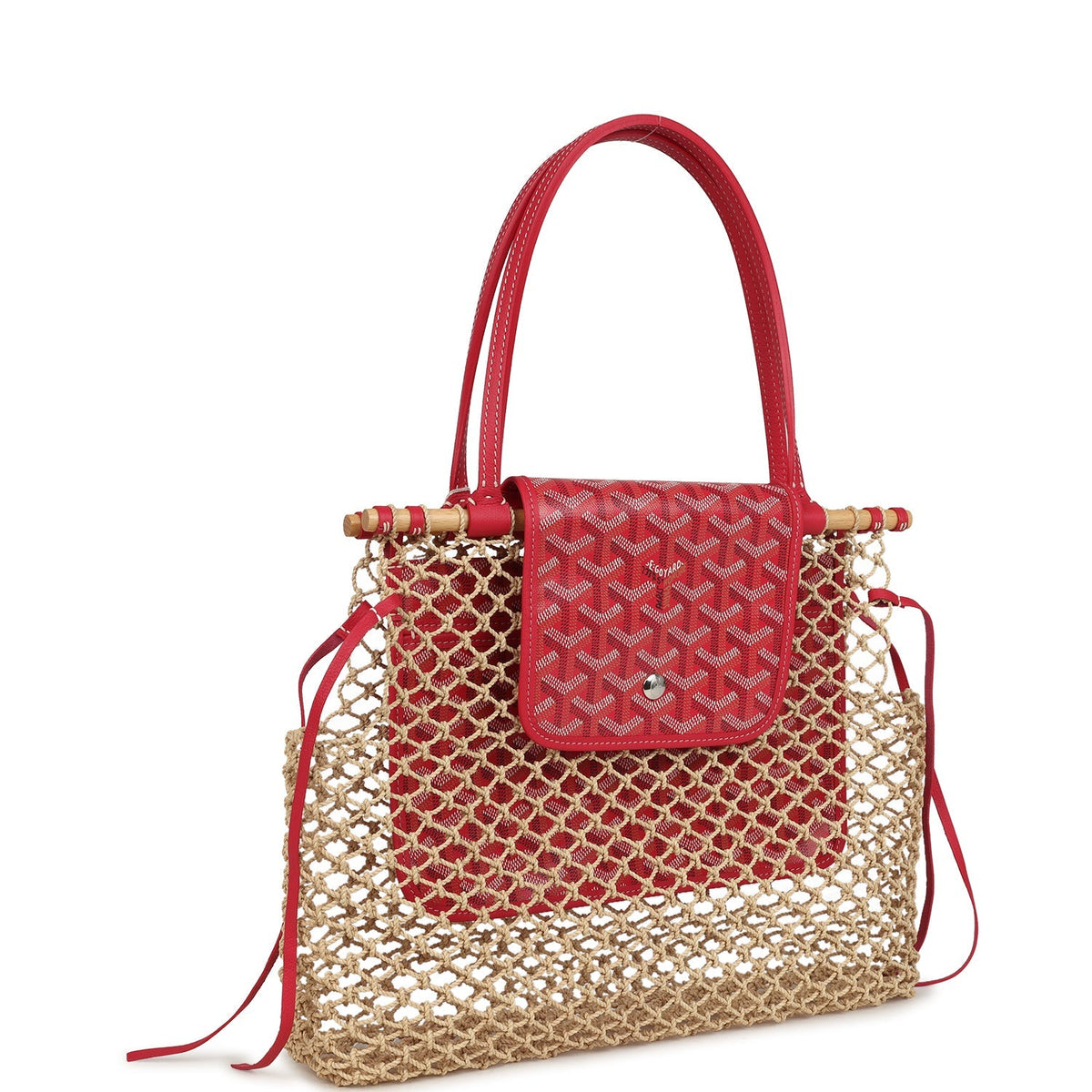 Goyard Goyardine Canvas Fuchsia Aligre Bag Raffia Net Palladium Hardware