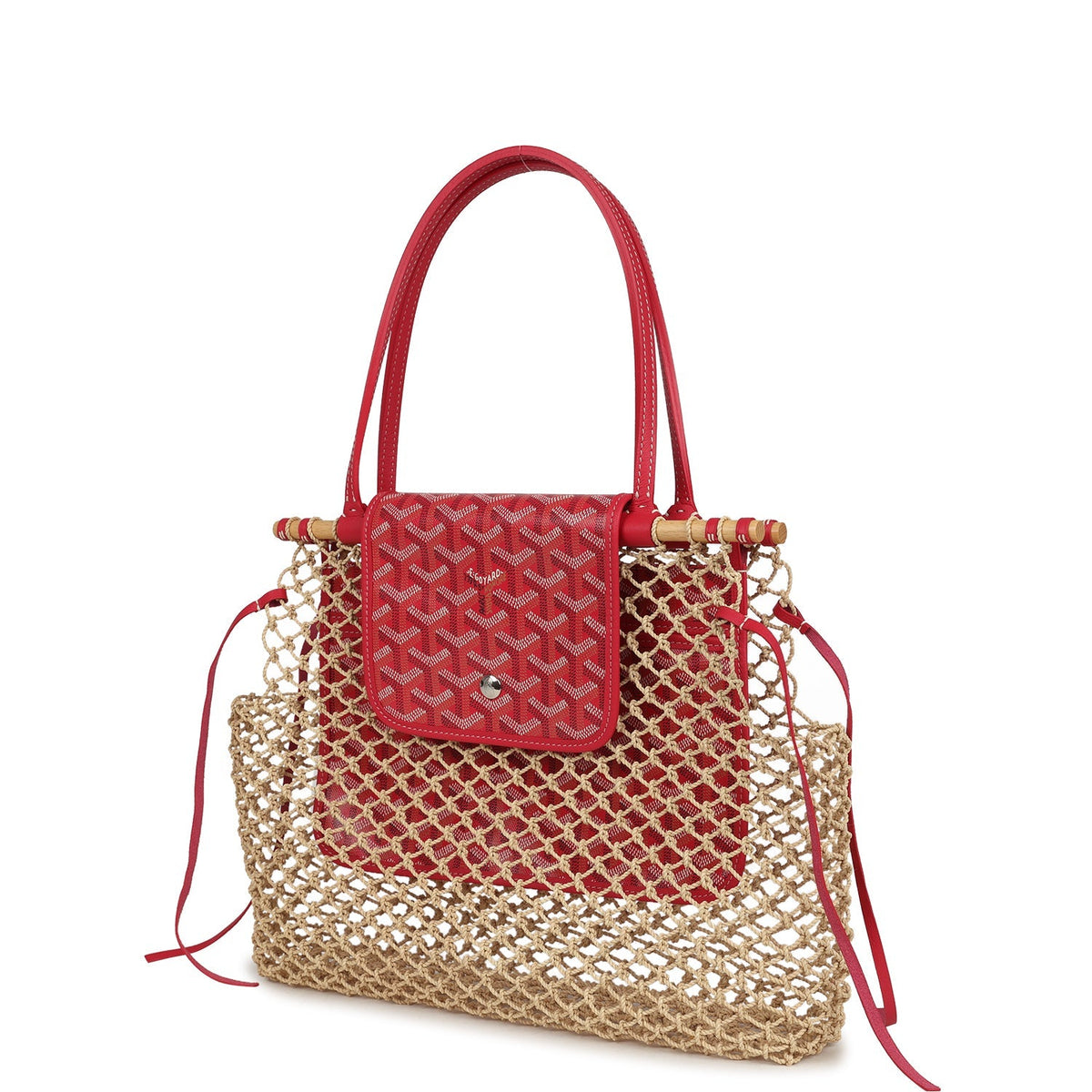 Goyard Goyardine Canvas Fuchsia Aligre Bag Raffia Net Palladium Hardware
