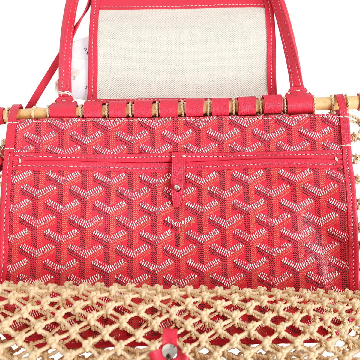 Goyard Goyardine Canvas Fuchsia Aligre Bag Raffia Net Palladium Hardware