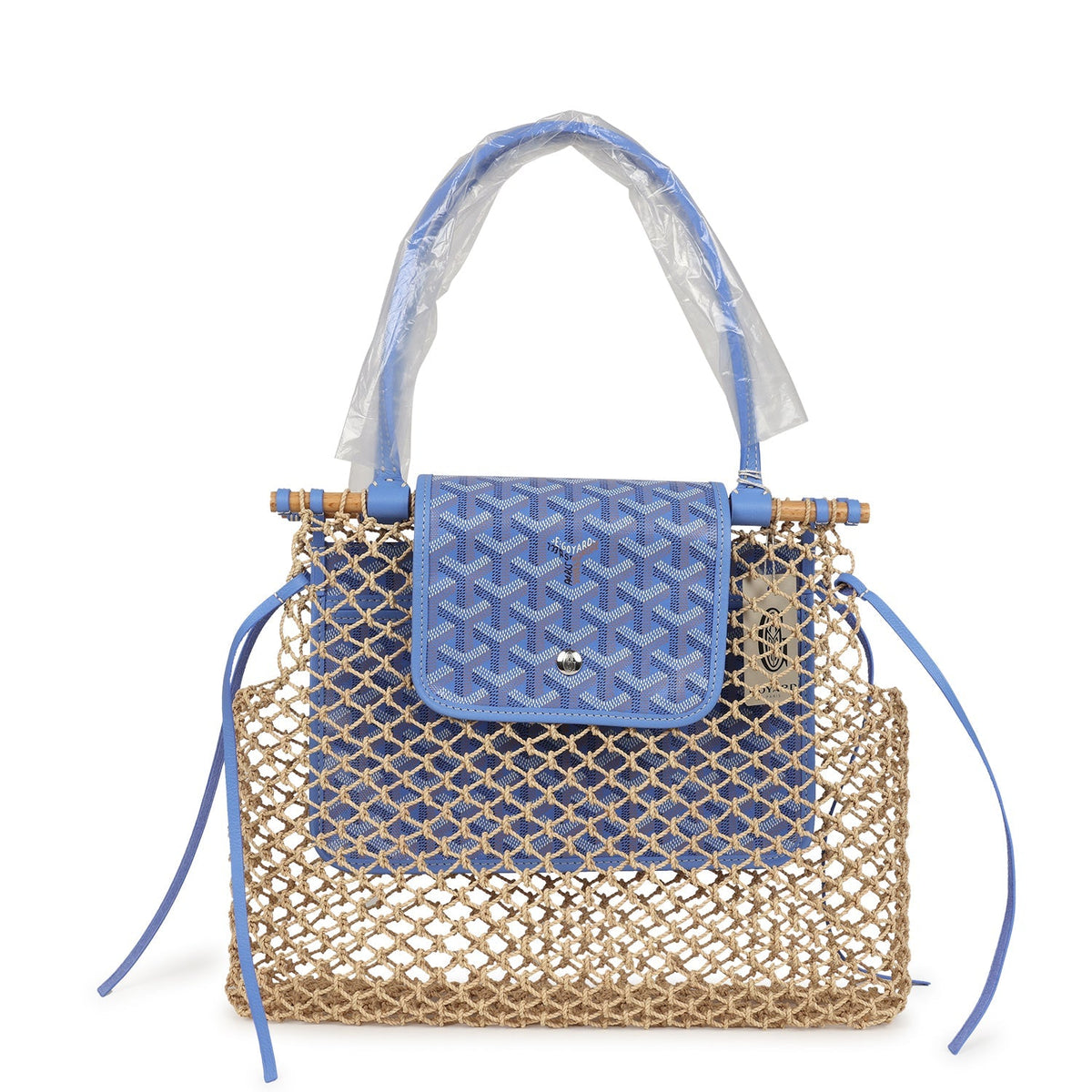 Goyard Goyardine Canvas Iris Aligre Bag Raffia Net Palladium Hardware