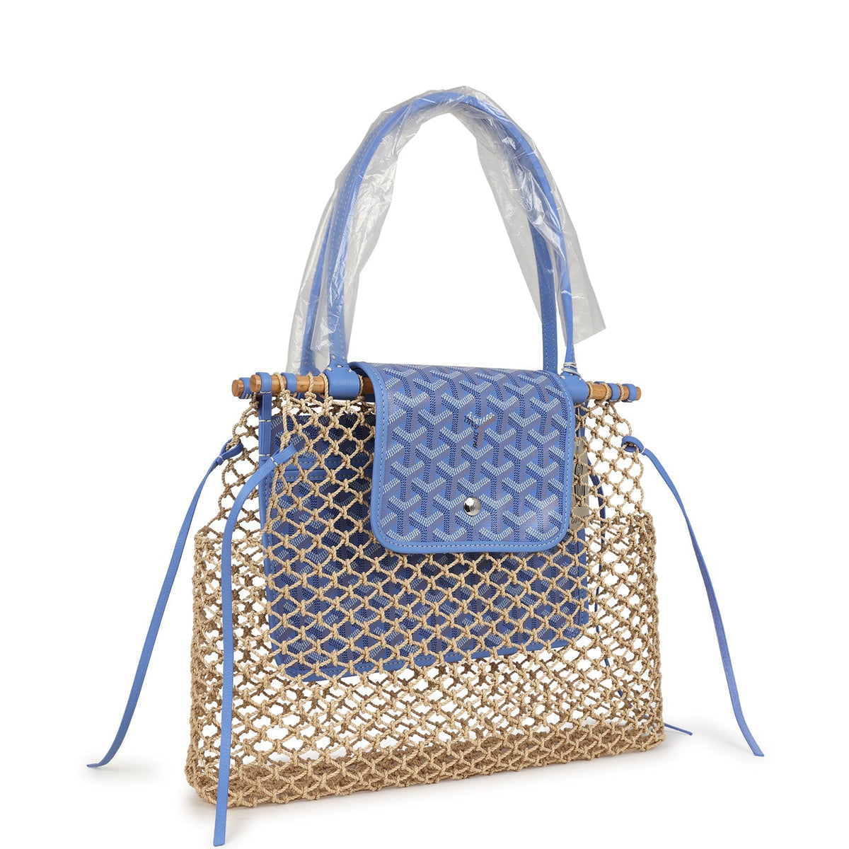 Goyard Goyardine Canvas Iris Aligre Bag Raffia Net Palladium Hardware