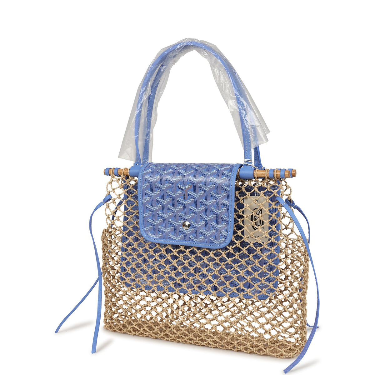 Goyard Goyardine Canvas Iris Aligre Bag Raffia Net Palladium Hardware