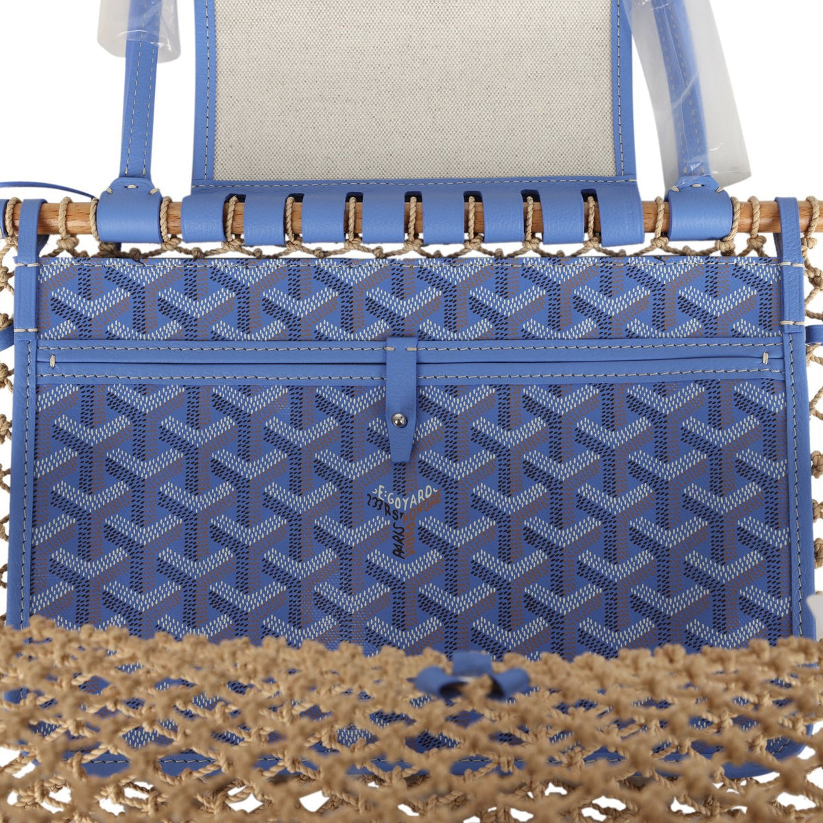 Goyard Goyardine Canvas Iris Aligre Bag Raffia Net Palladium Hardware