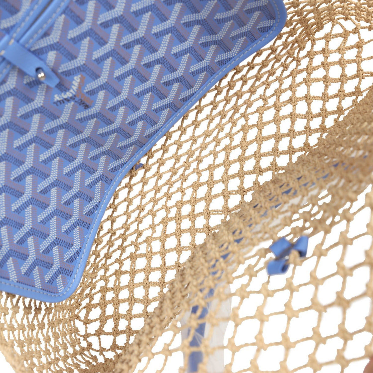 Goyard Goyardine Canvas Iris Aligre Bag Raffia Net Palladium Hardware
