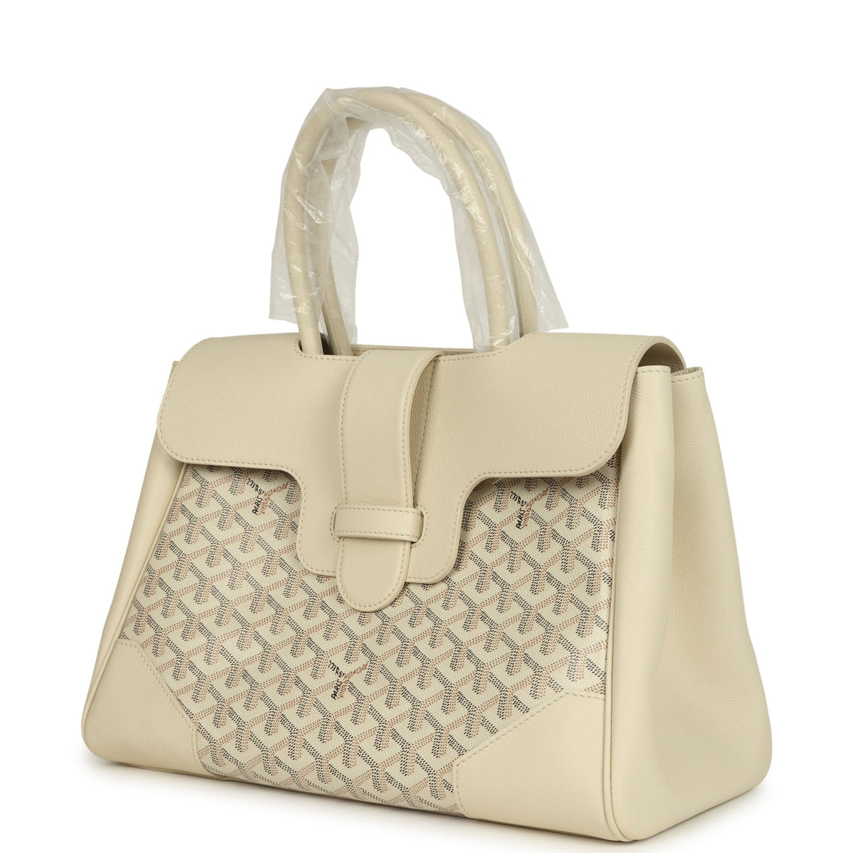Goyard Goyardine Canvas Sand Saigon Tote Palladium Hardware