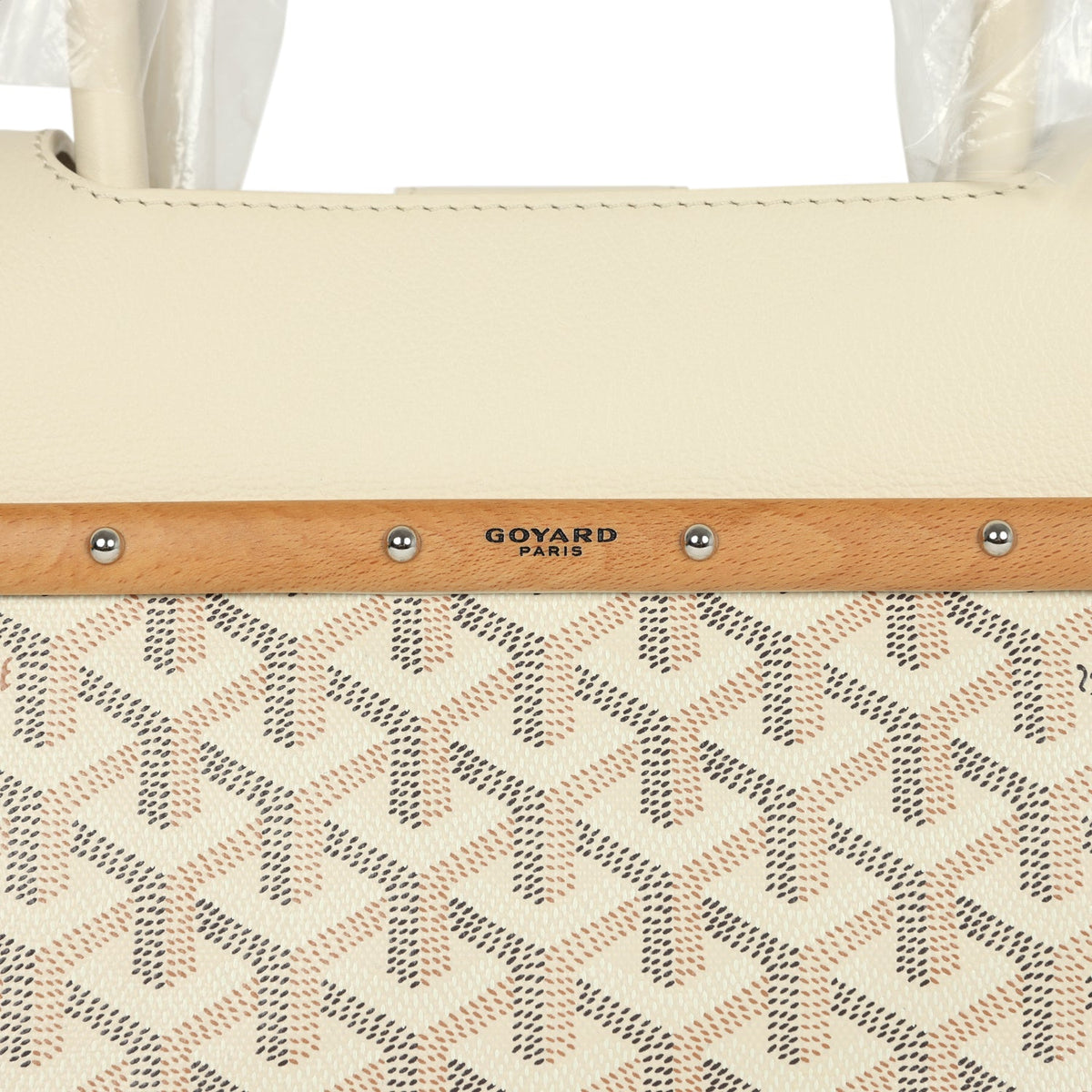Goyard Goyardine Canvas Sand Saigon Tote Palladium Hardware