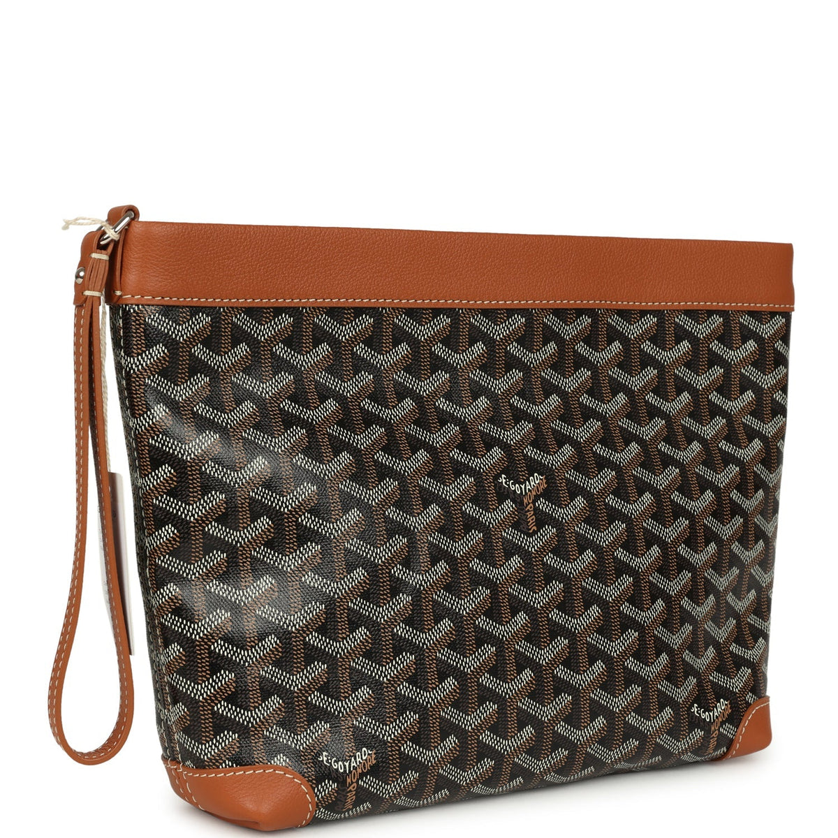 Goyard Goyardine Canvas Black, Brown Conti Pouch Palladium Hardware