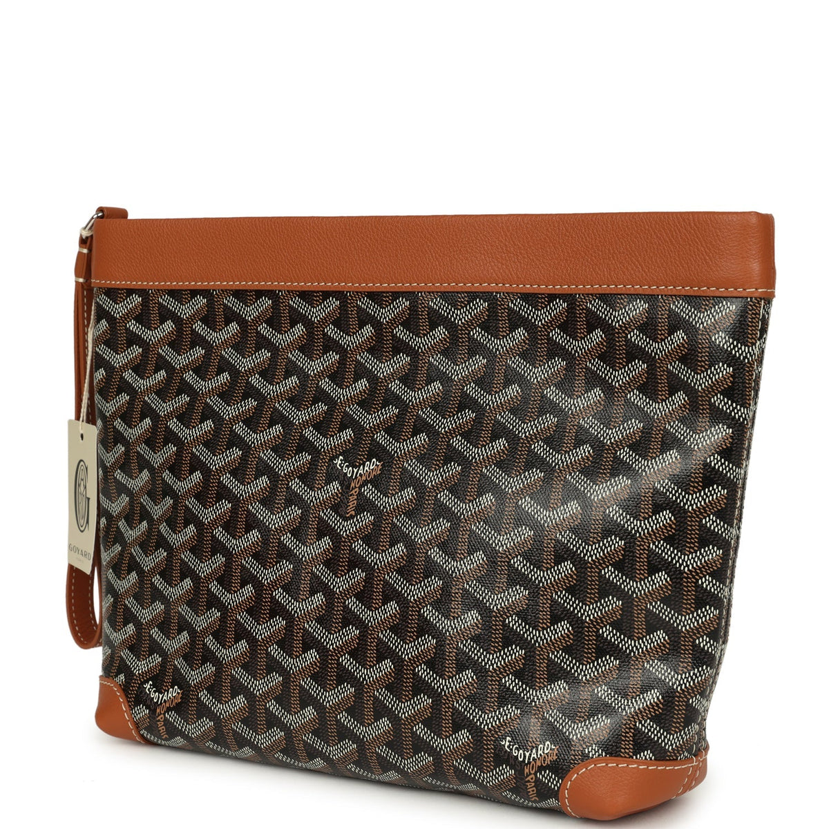 Goyard Goyardine Canvas Black, Brown Conti Pouch Palladium Hardware