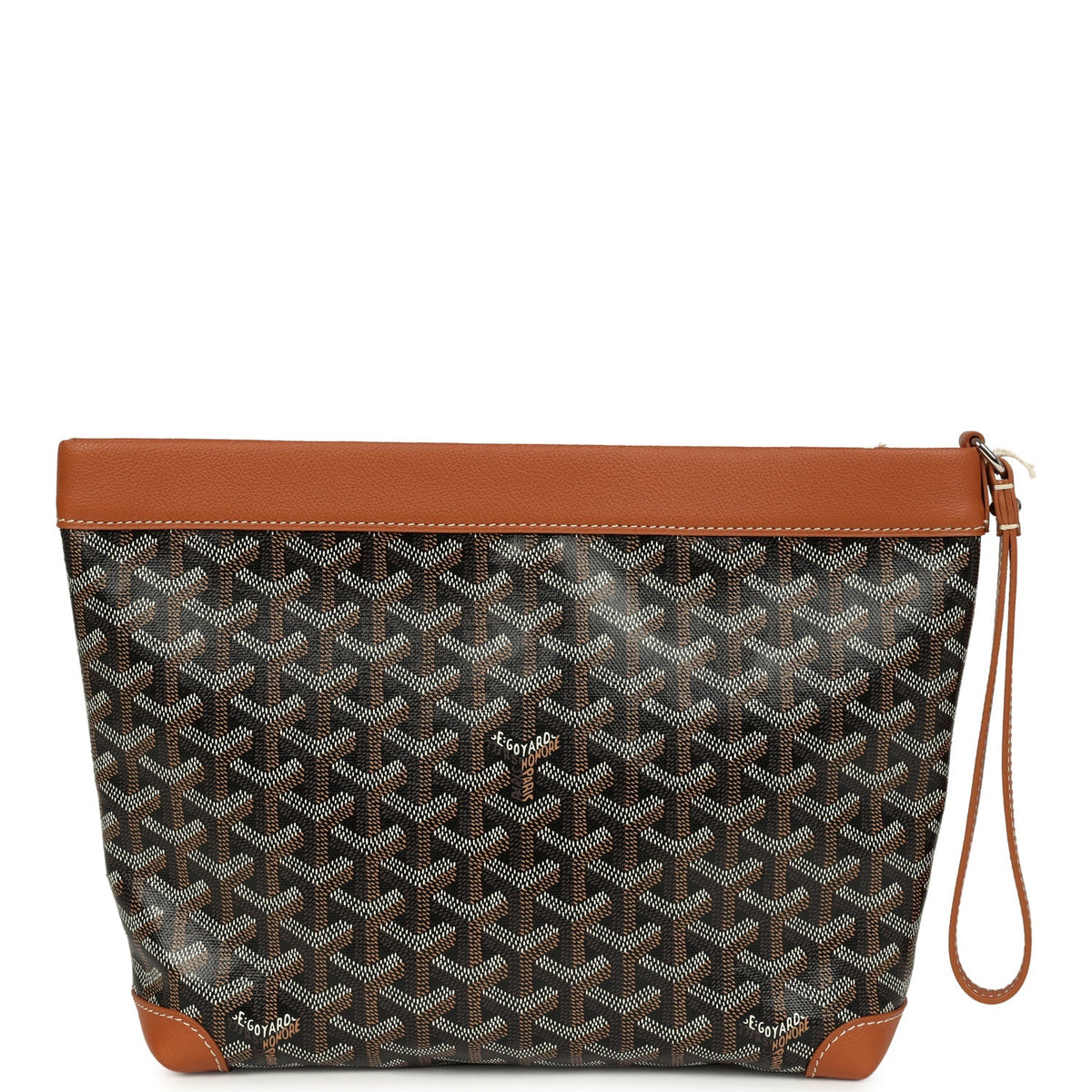 Goyard Goyardine Canvas Black, Brown Conti Pouch Palladium Hardware