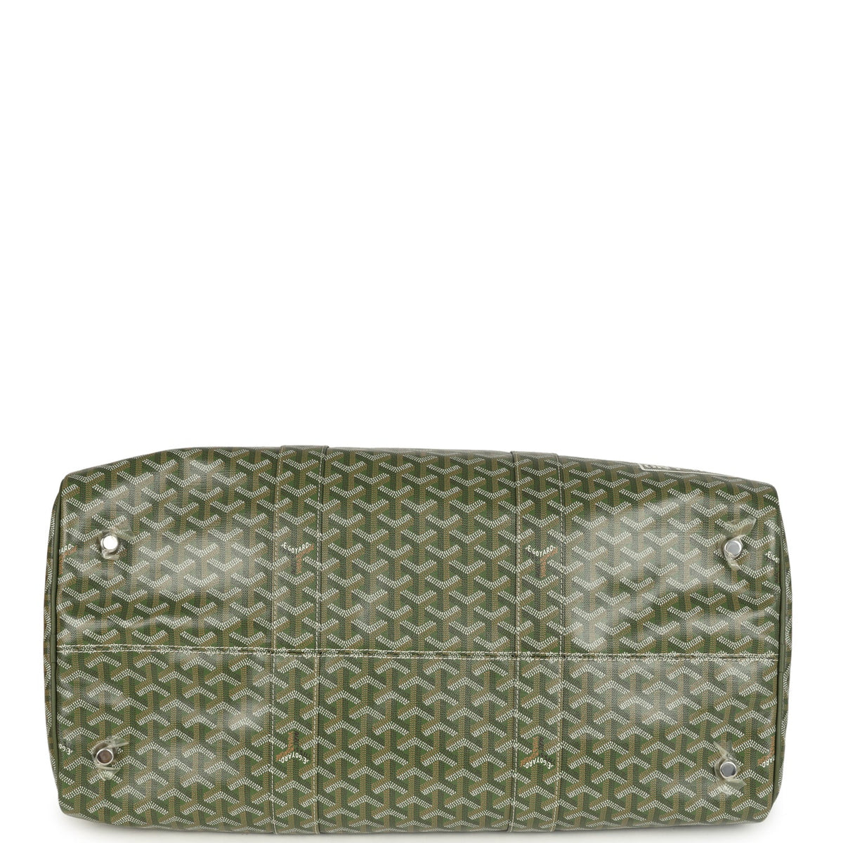 Goyard Boston 50 Bag Khaki Goyardine Canvas & Cervon Calfskin Palladium Hardware