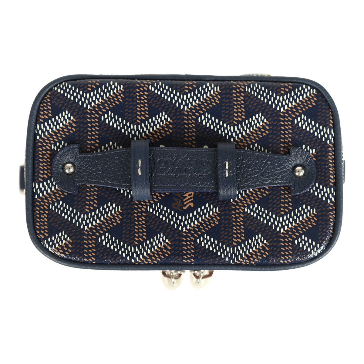 Goyard Goyardine Canvas Navy Blue Nano Muse Vanity Bag Palladium Hardware