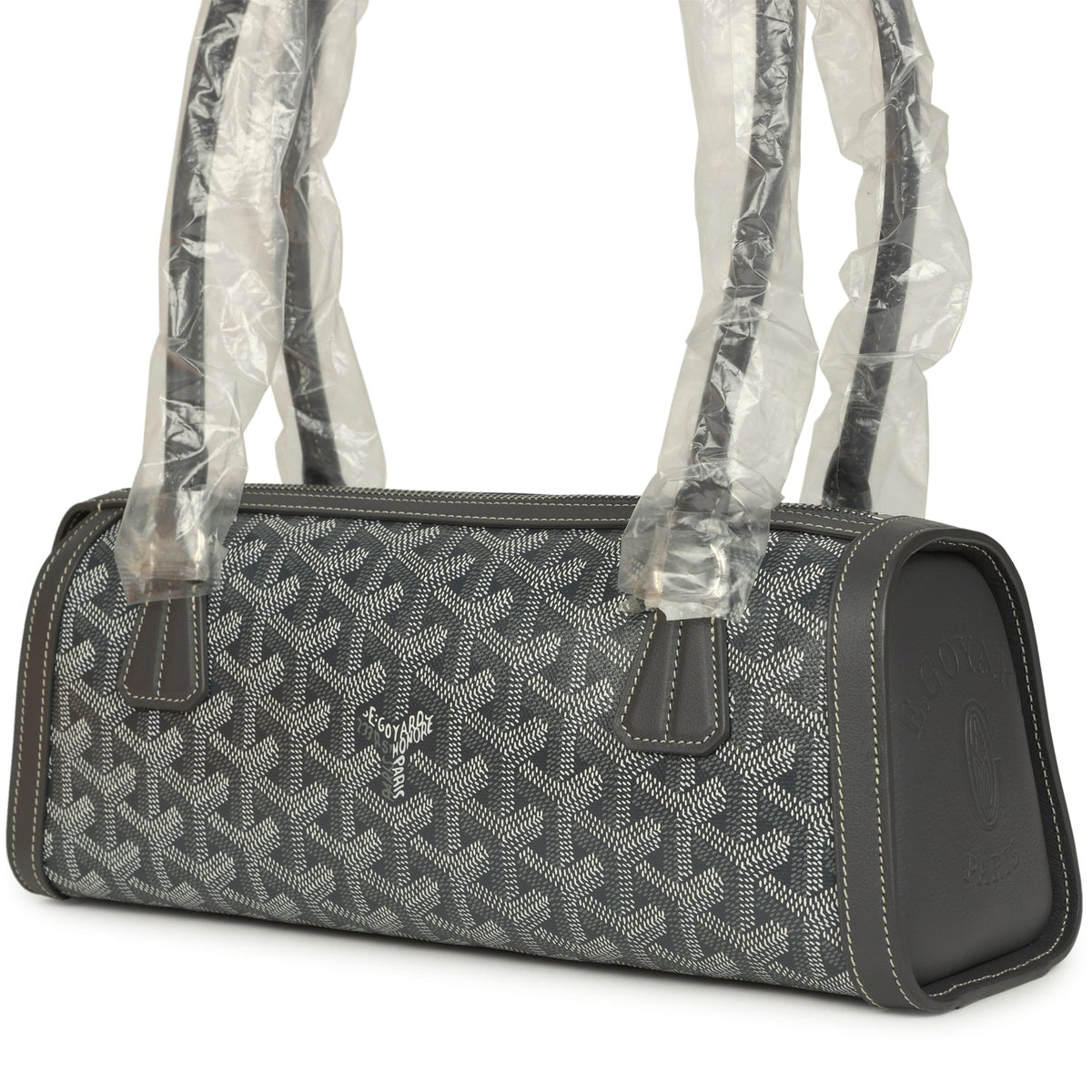 Goyard Goyardine Canvas Bonbonnière Bag Grey Chevroches Calfskin Palladium Hardware