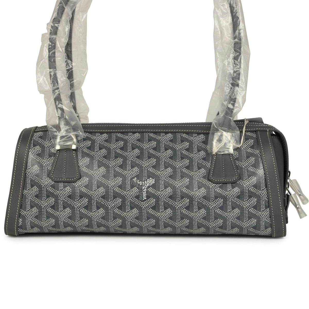Goyard Goyardine Canvas Bonbonnière Bag Grey Chevroches Calfskin Palladium Hardware
