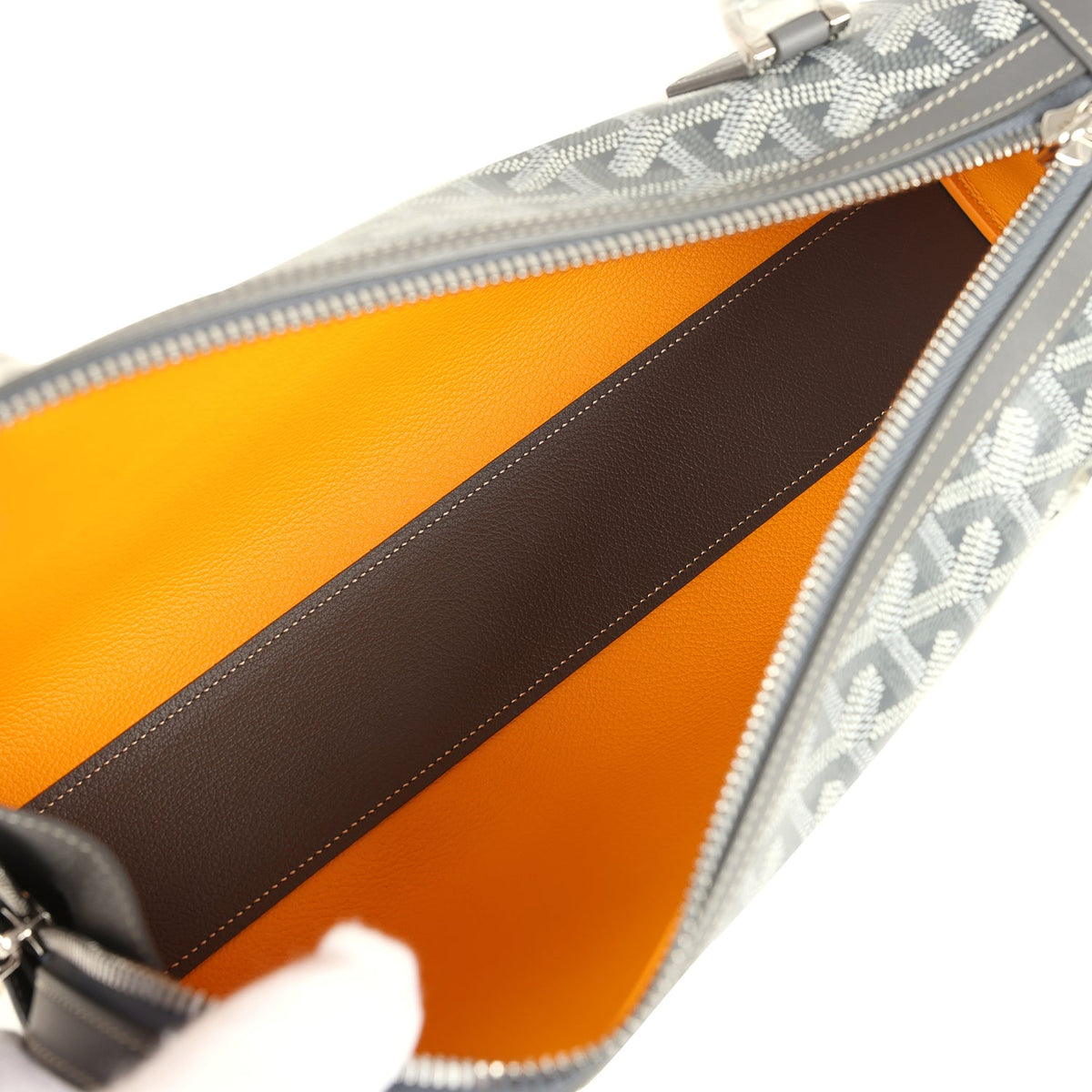 Goyard Goyardine Canvas Bonbonnière Bag Grey Chevroches Calfskin Palladium Hardware