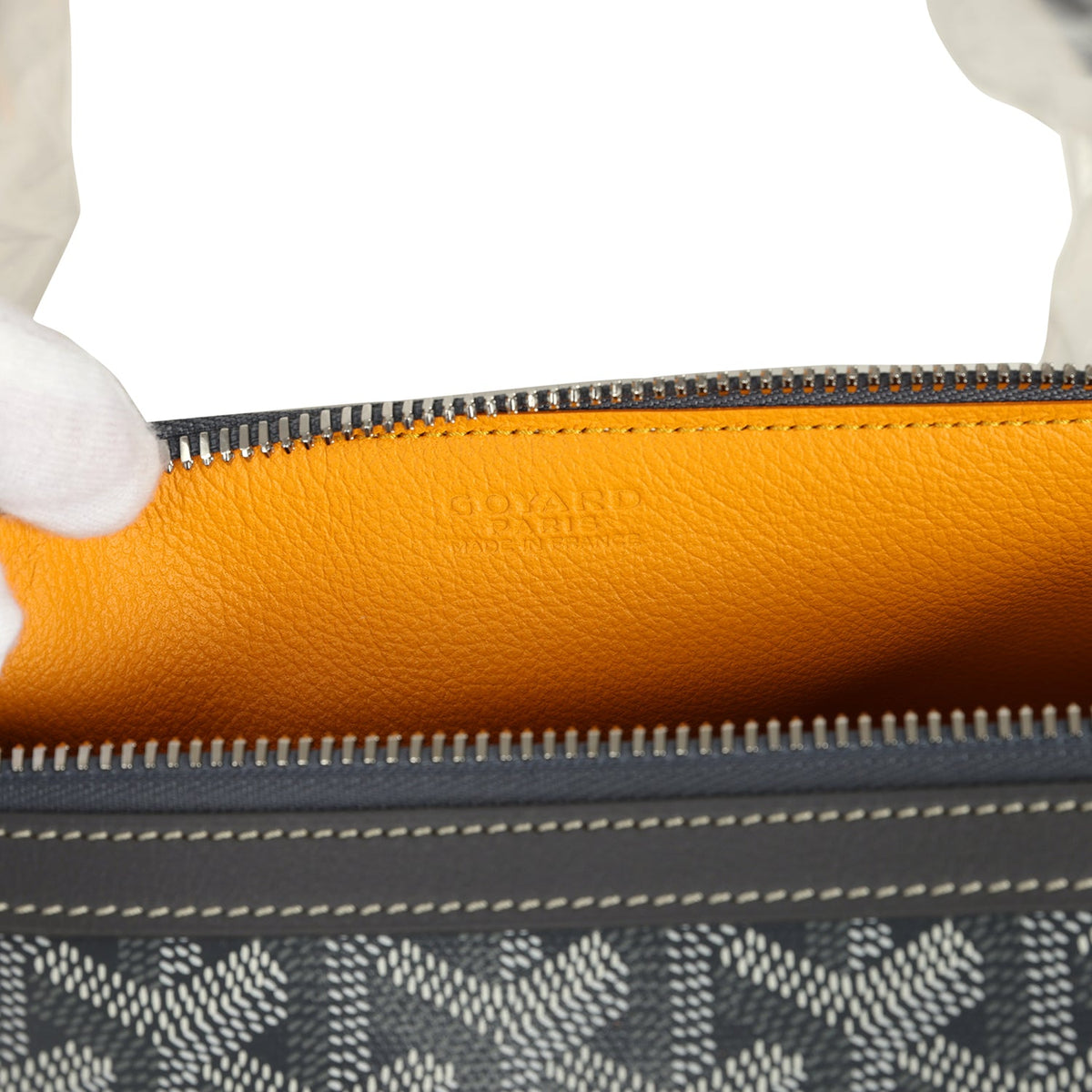 Goyard Goyardine Canvas Bonbonnière Bag Grey Chevroches Calfskin Palladium Hardware