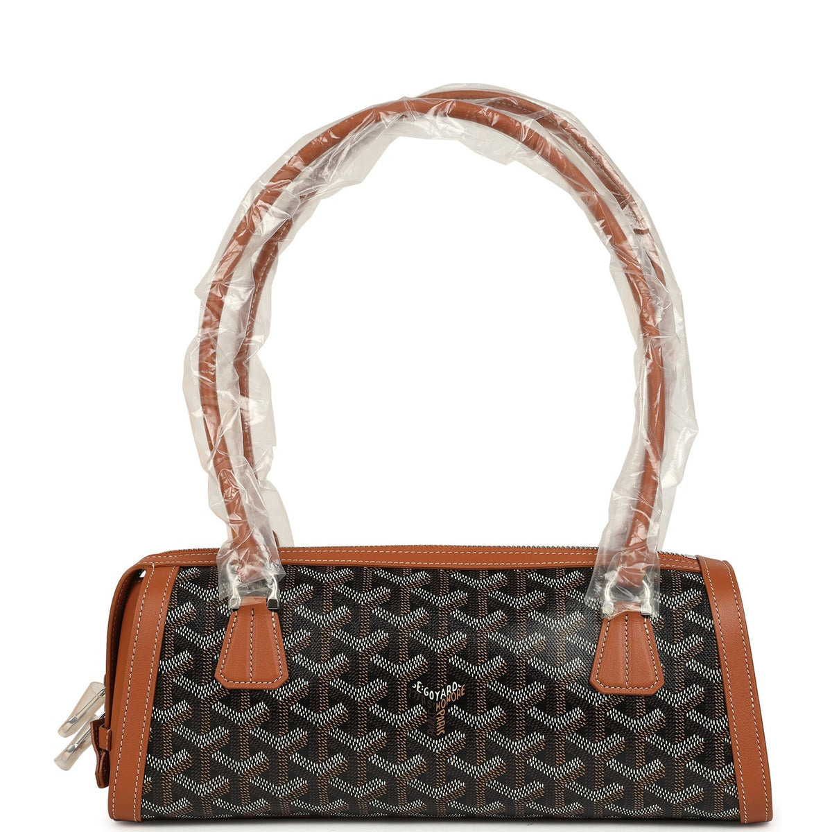 Goyard Goyardine Canvas Bonbonnière Bag Black, Brown Chevroches Calfskin Palladium Hardware