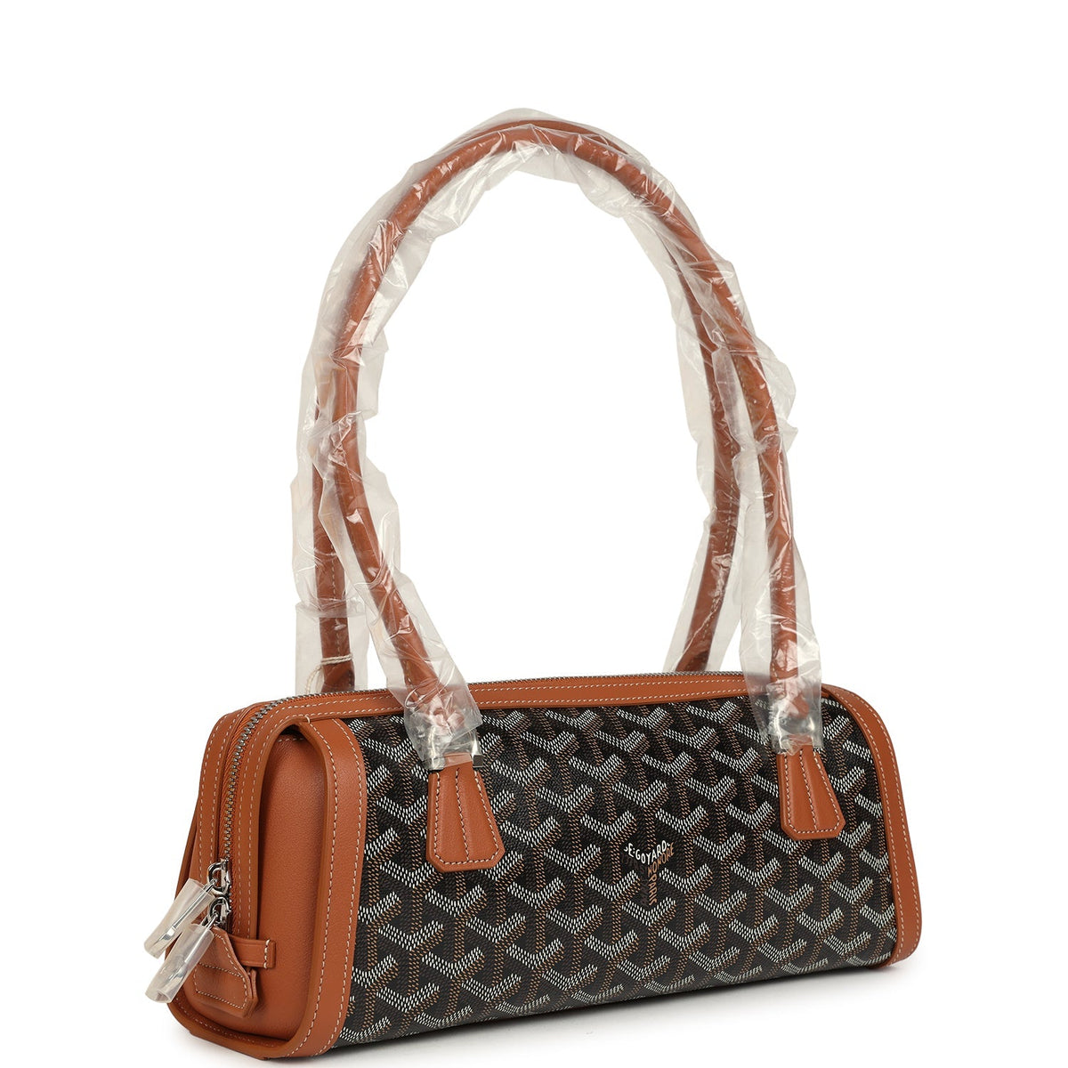 Goyard Goyardine Canvas Bonbonnière Bag Black, Brown Chevroches Calfskin Palladium Hardware