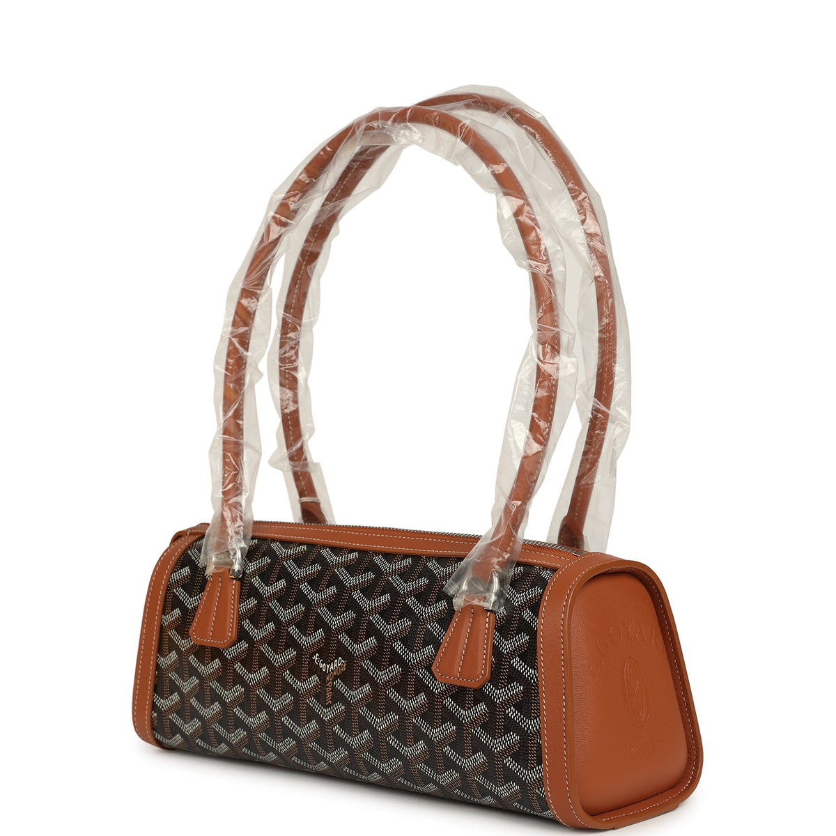 Goyard Goyardine Canvas Bonbonnière Bag Black, Brown Chevroches Calfskin Palladium Hardware
