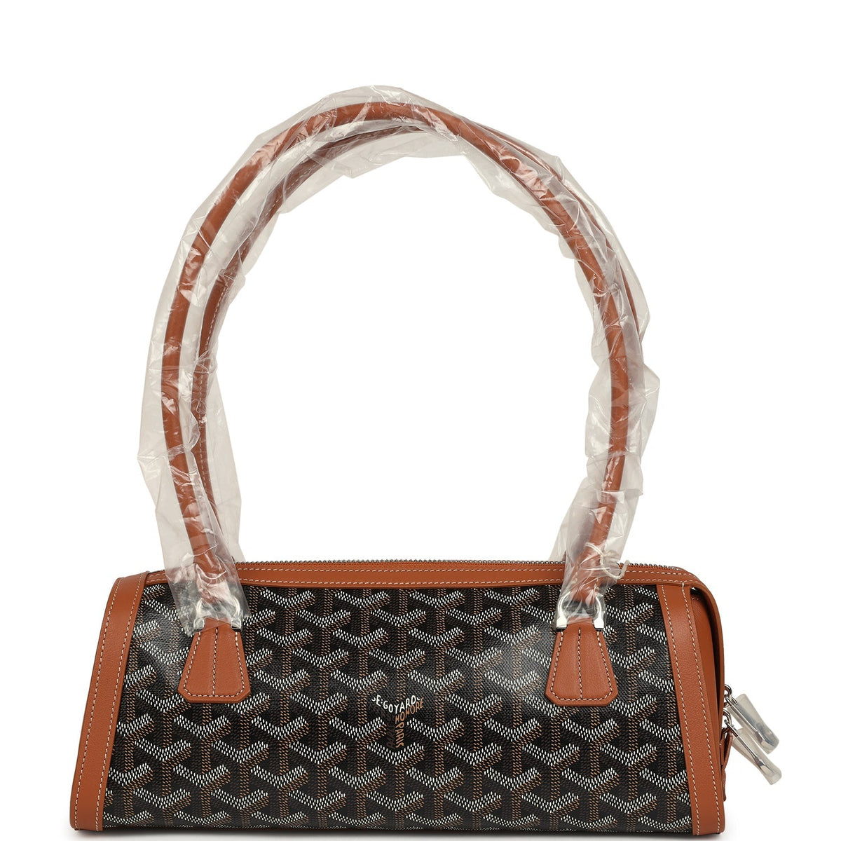 Goyard Goyardine Canvas Bonbonnière Bag Black, Brown Chevroches Calfskin Palladium Hardware