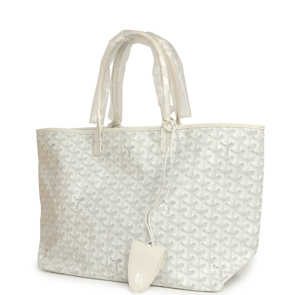Goyard Goyardine White Saint Louis PM Tote Bag Palladium Hardware