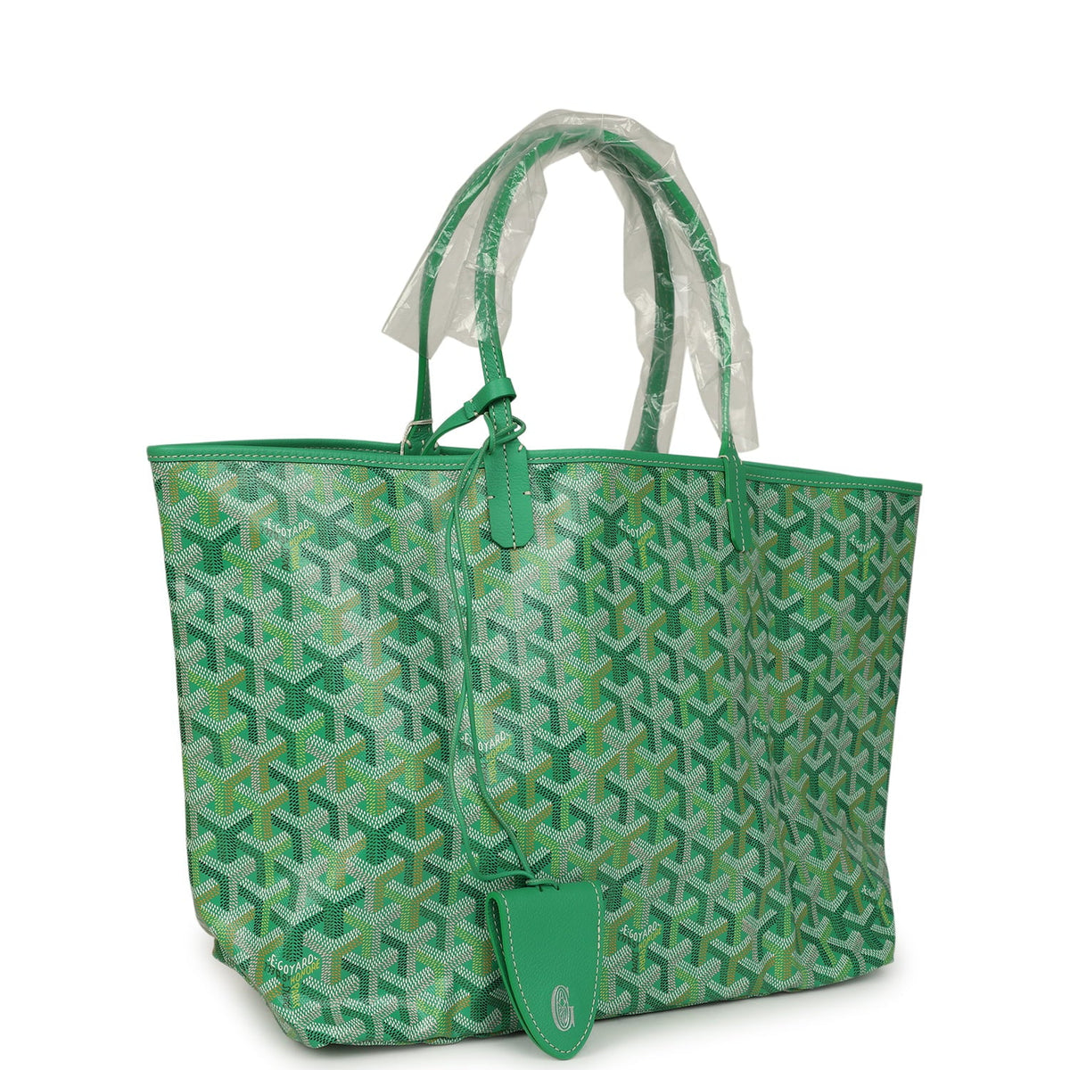Goyard Goyardine Meadow Green Saint Louis PM Tote Palladium Hardware