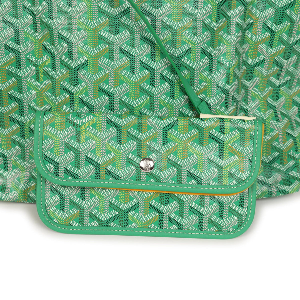Goyard Goyardine Meadow Green Saint Louis PM Tote Palladium Hardware