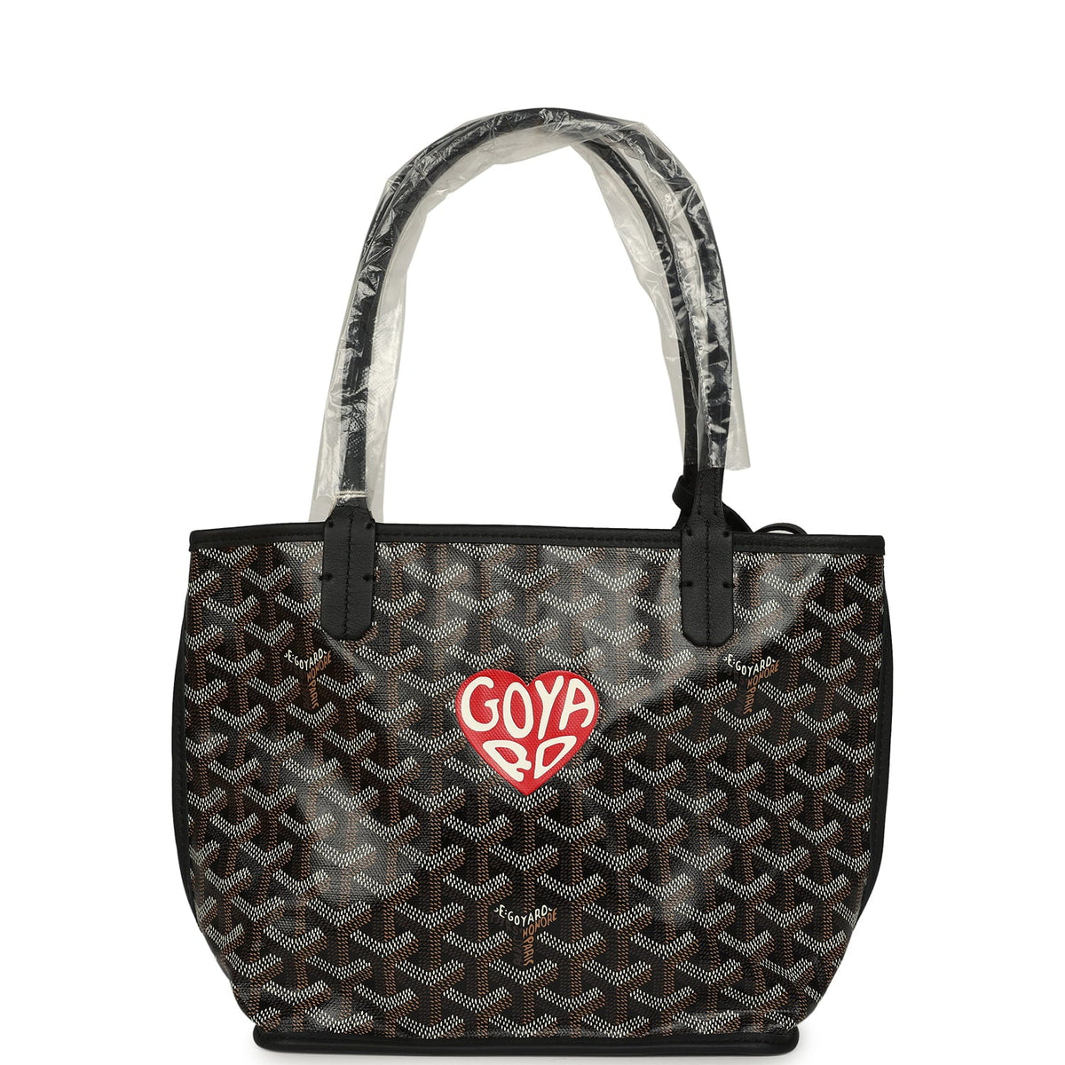 Goyard Goyardine Hand-Painted Heart Anjou Black Mini Bag Palladium Hardware